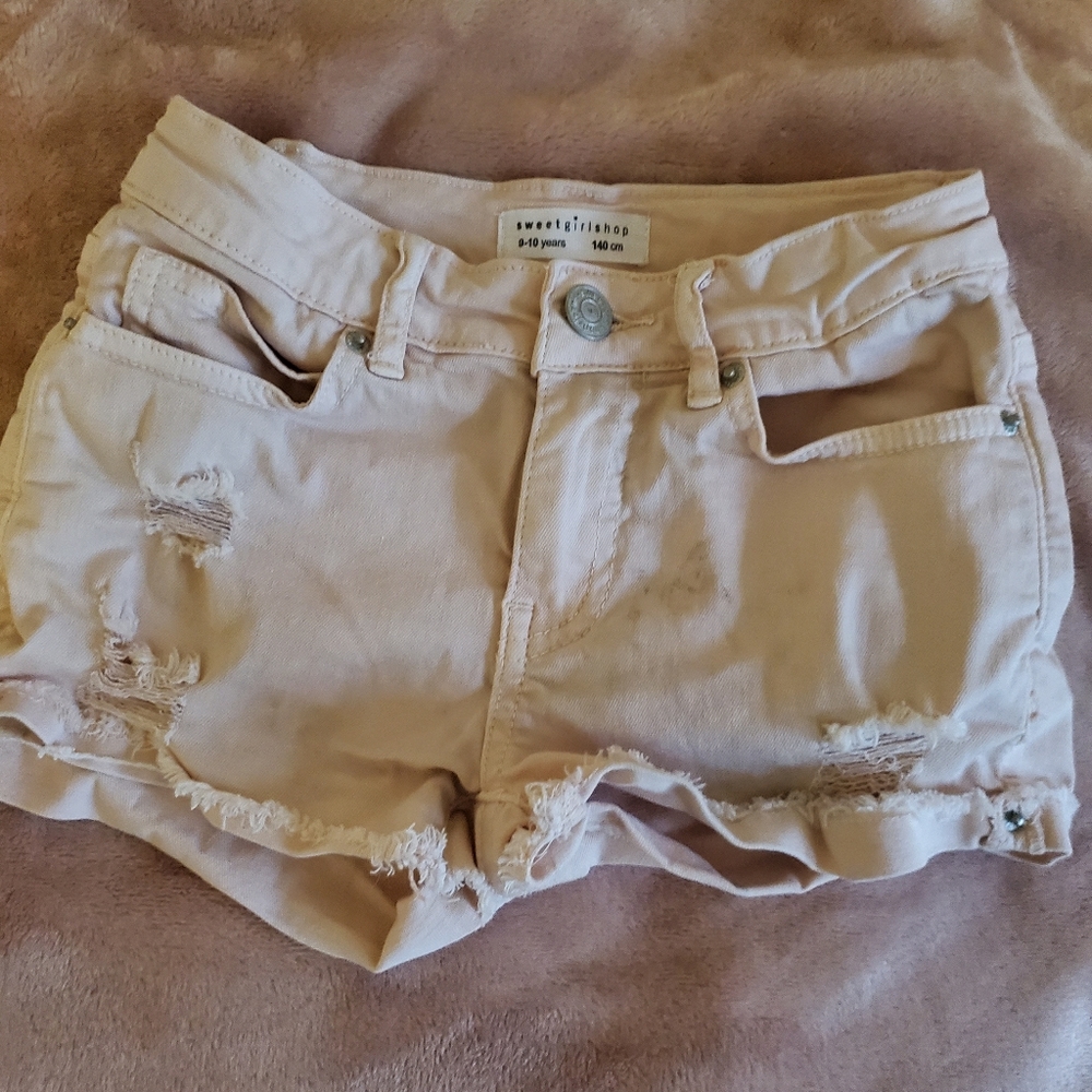 Girls pink denim shorts